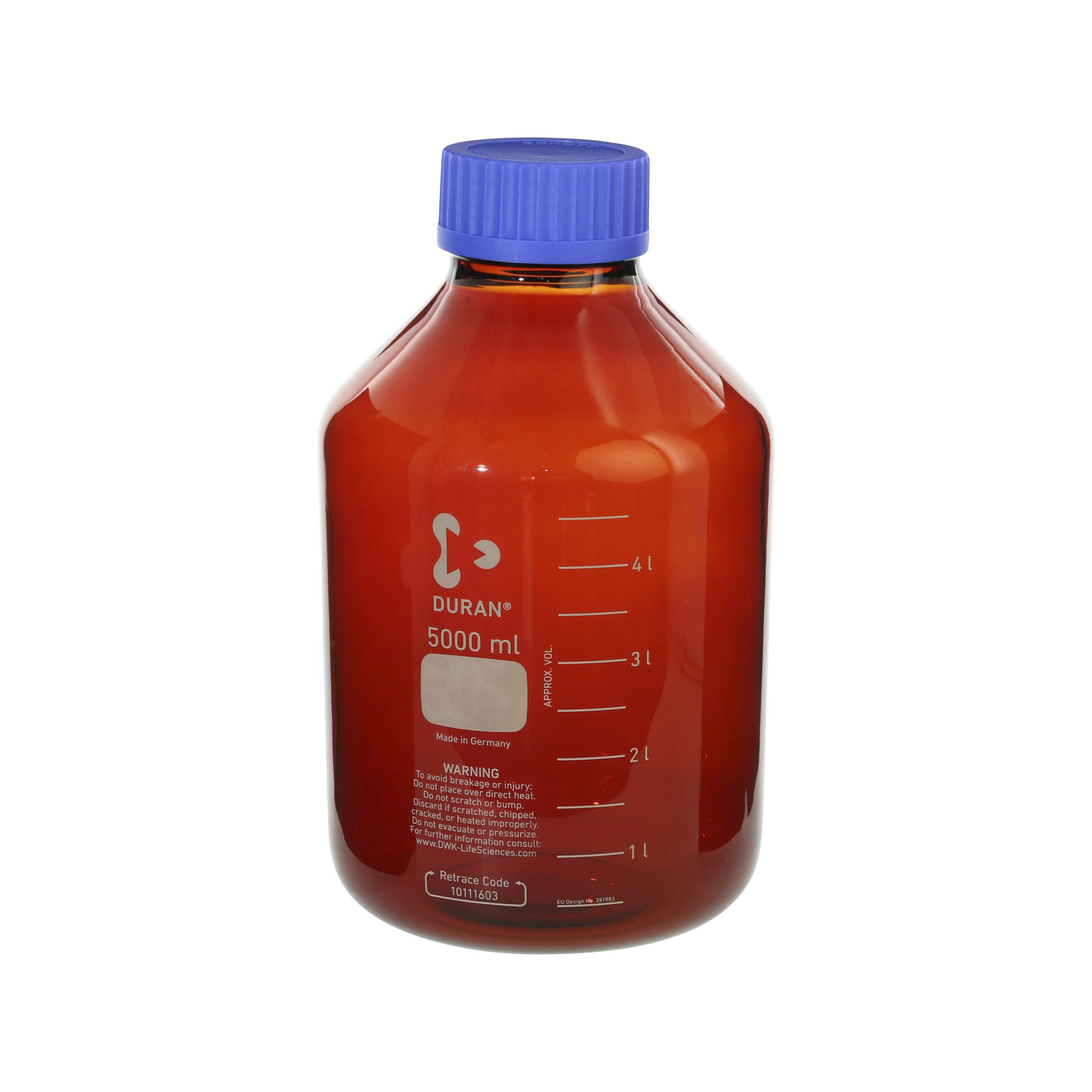SIBATA柴田科學(xué)    耐熱螺旋蓋瓶，寬口，棕紅色，藍(lán)色瓶蓋，5000毫升017250-15000