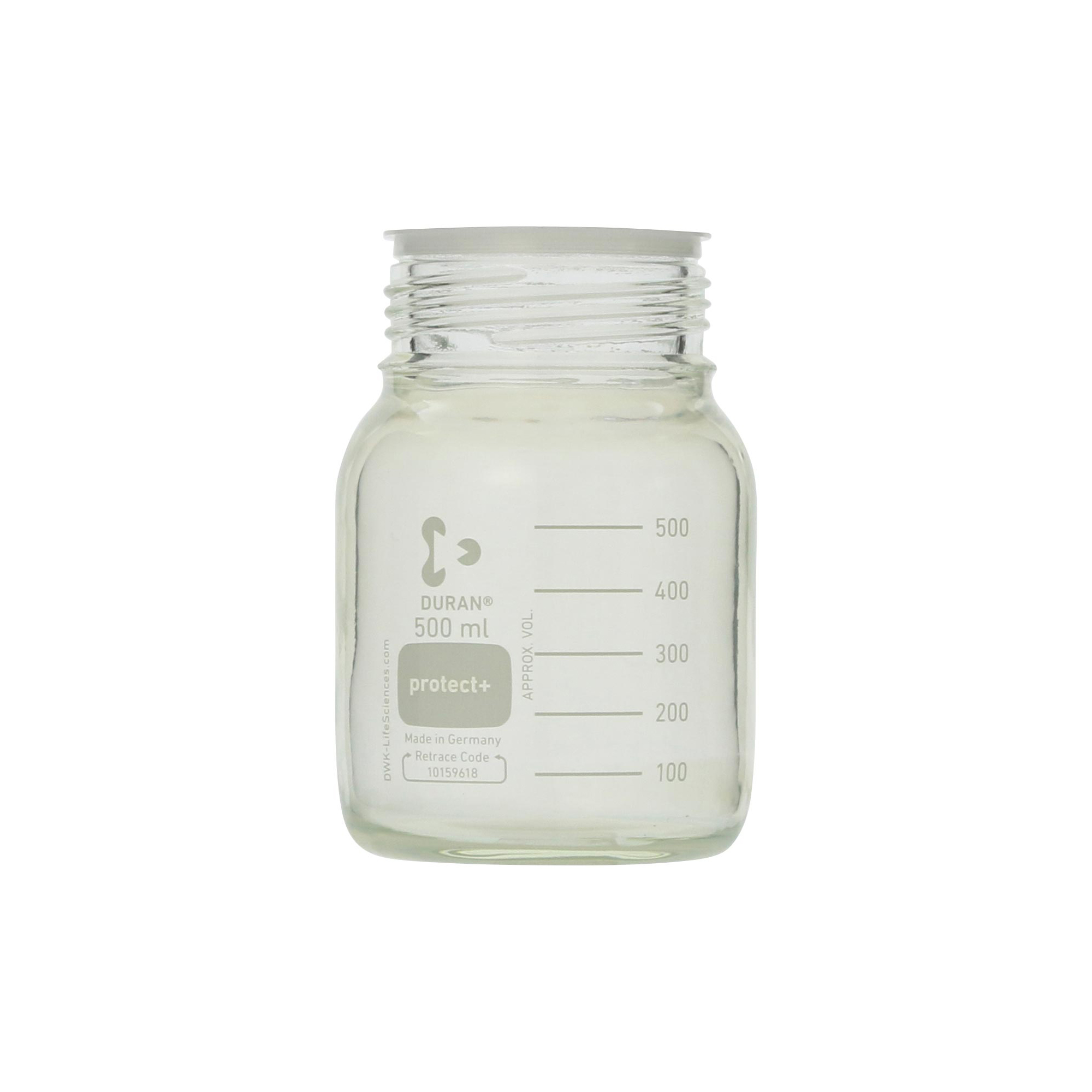 SIBATA柴田科學(xué) Protect Plus涂層螺旋蓋瓶，寬口，僅瓶裝，500毫升，10瓶裝017550-500A
