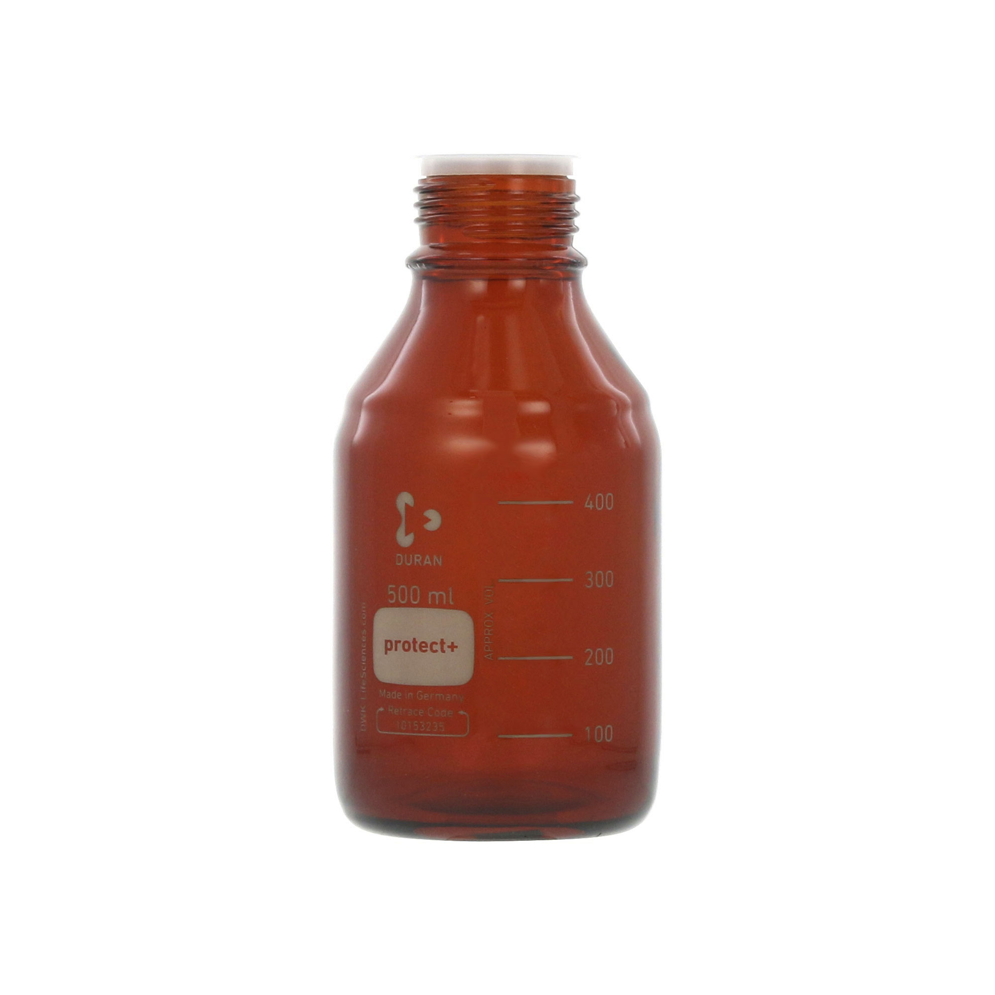 SIBATA柴田科學(xué)   Protect Plus涂層螺旋蓋瓶，棕色，僅瓶子，500毫升，10瓶裝017590-500A