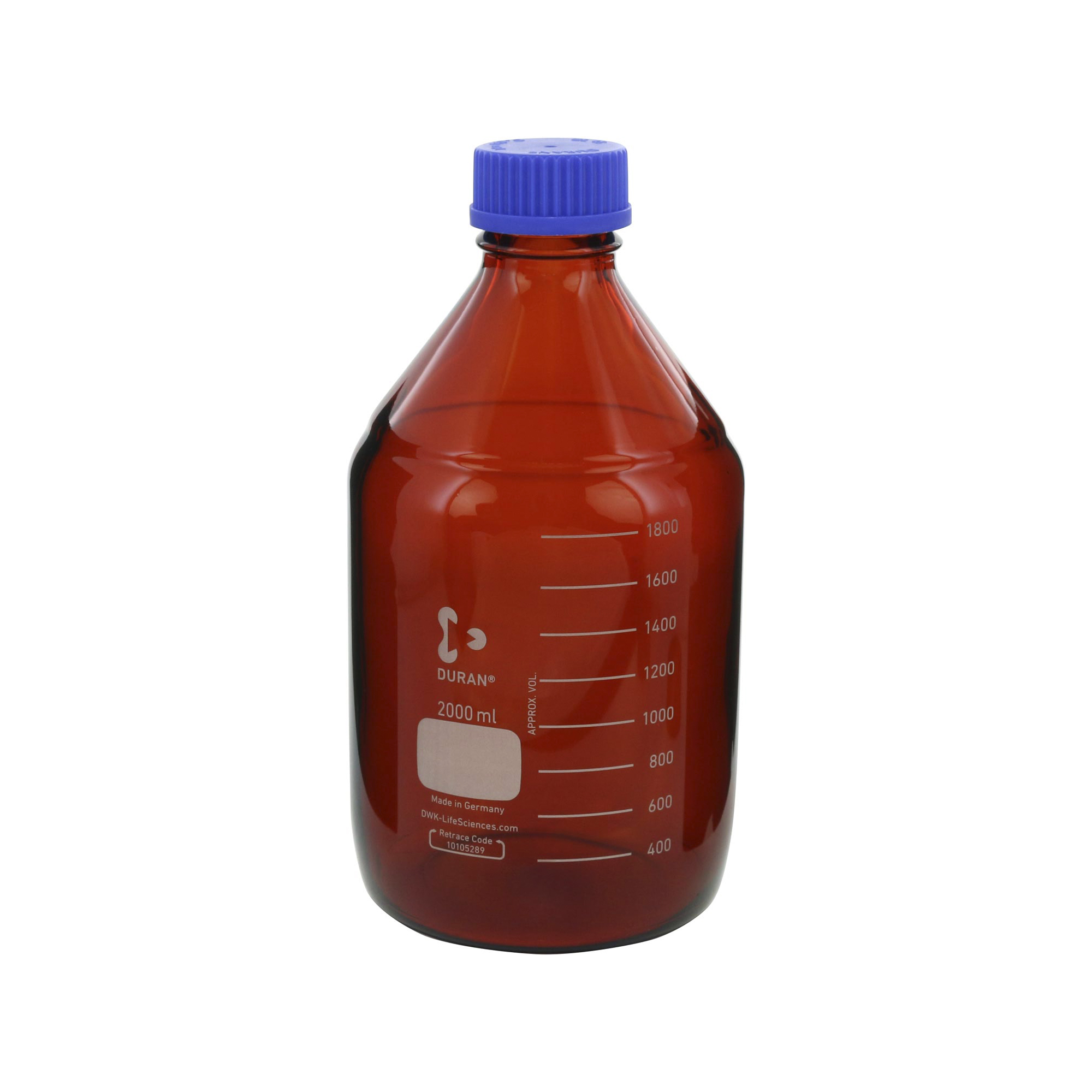 SIBATA柴田科學(xué)  耐熱螺旋蓋瓶，棕紅色瓶身，藍(lán)色瓶蓋，2000毫升017210-2000