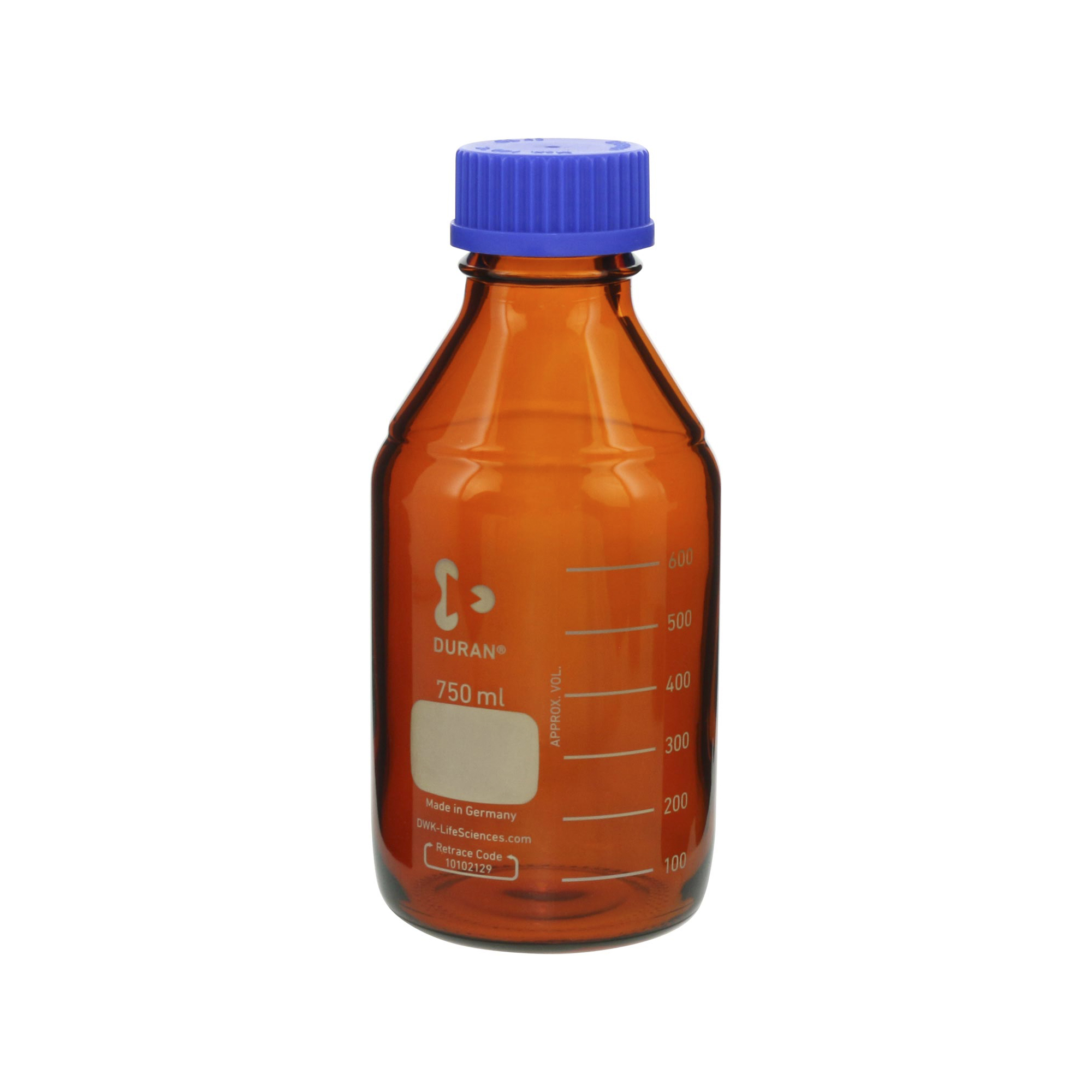 SIBATA柴田科學(xué)    耐熱螺旋蓋瓶，棕紅色，藍(lán)色瓶蓋，750毫升，10瓶裝017210-750A