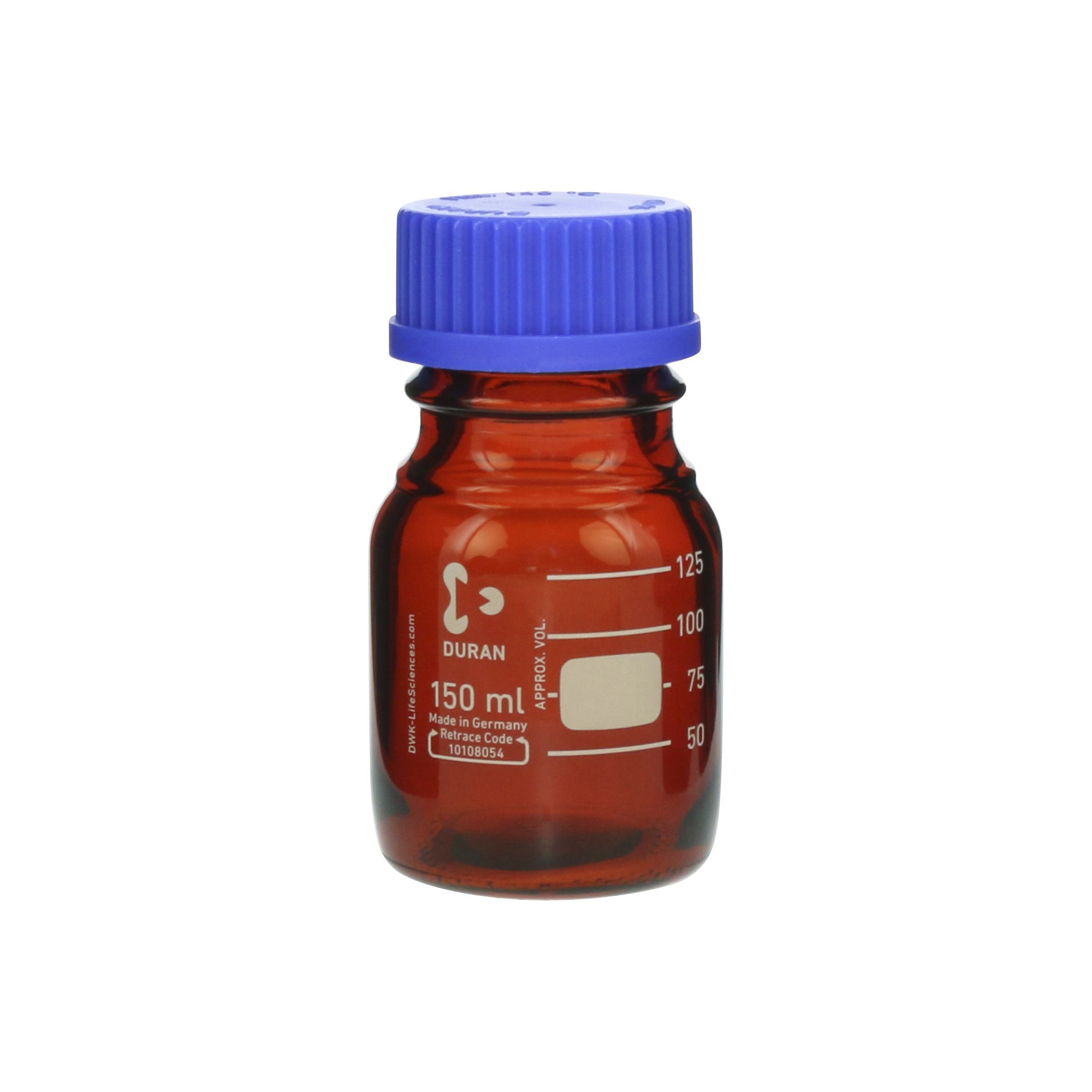 SIBATA柴田科學(xué)    耐熱螺旋蓋瓶，棕紅色，藍(lán)色瓶蓋，150毫升，10個(gè)裝017210-150A
