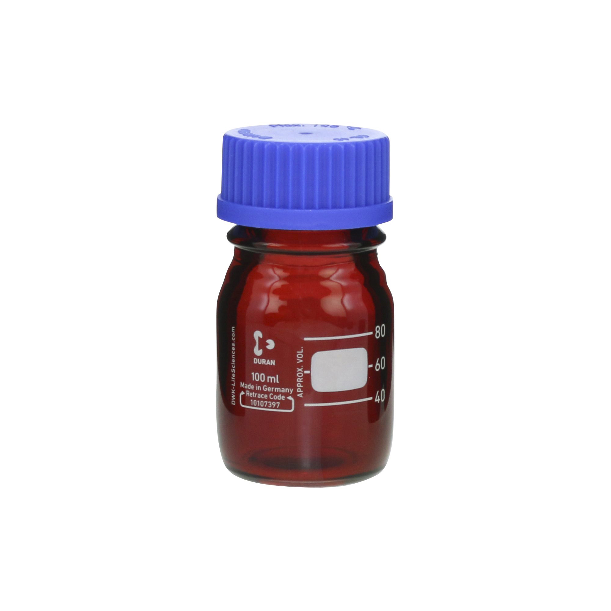 SIBATA柴田科學(xué)  耐熱螺旋蓋瓶，棕紅色，藍(lán)色瓶蓋，50毫升，10瓶裝017210-50A